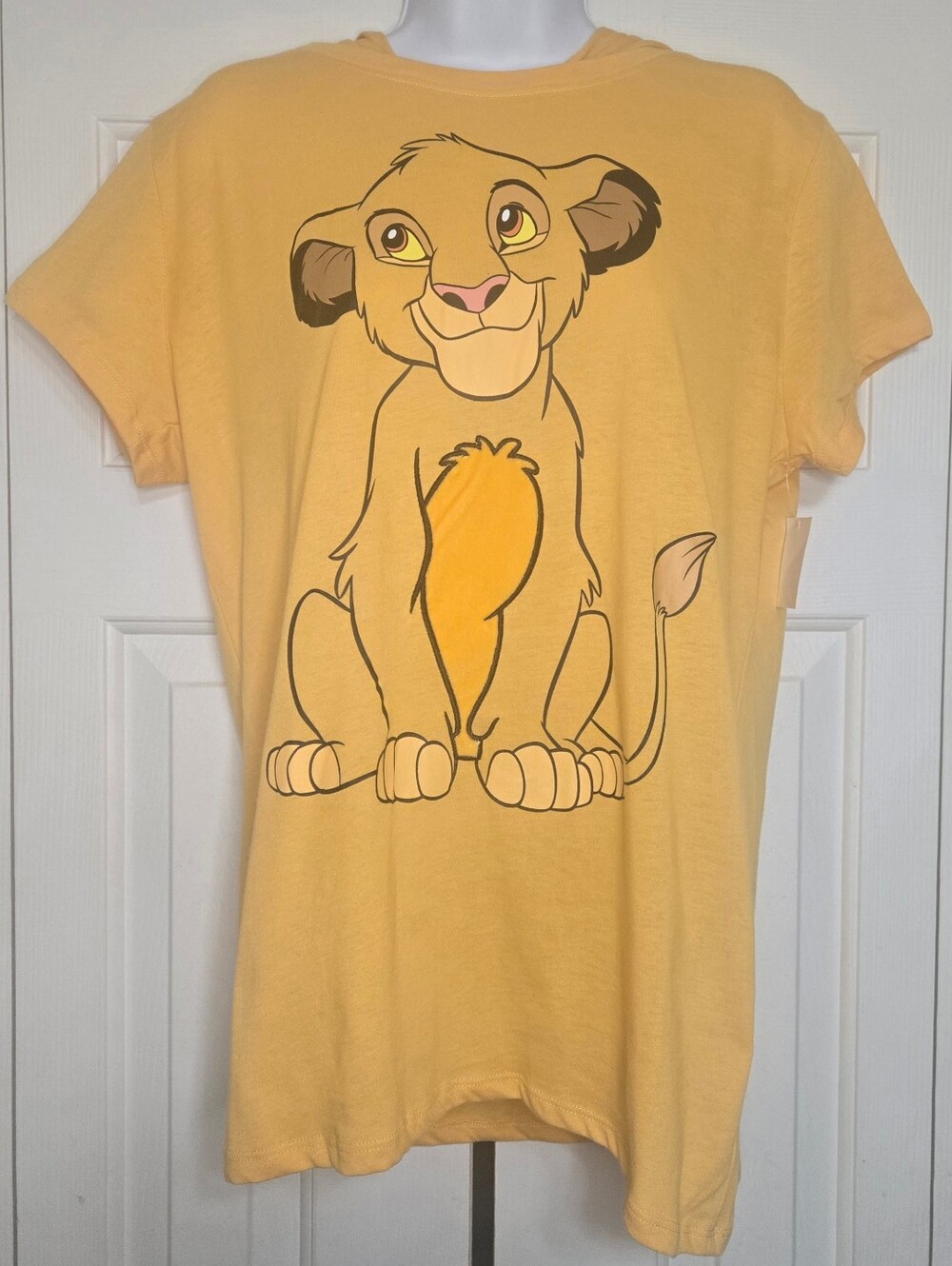 Disney The Lion King Simba Hooded Graphic T-Shirt Yellow Cosplay Girls XL 15-17